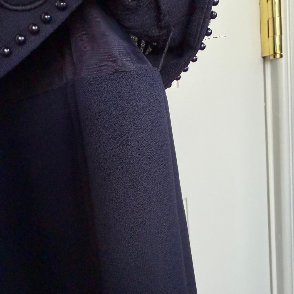 Donna Morgan Navy Blue Short Sleeve Beaded Dress SZ 12 - Picture 16 of 16